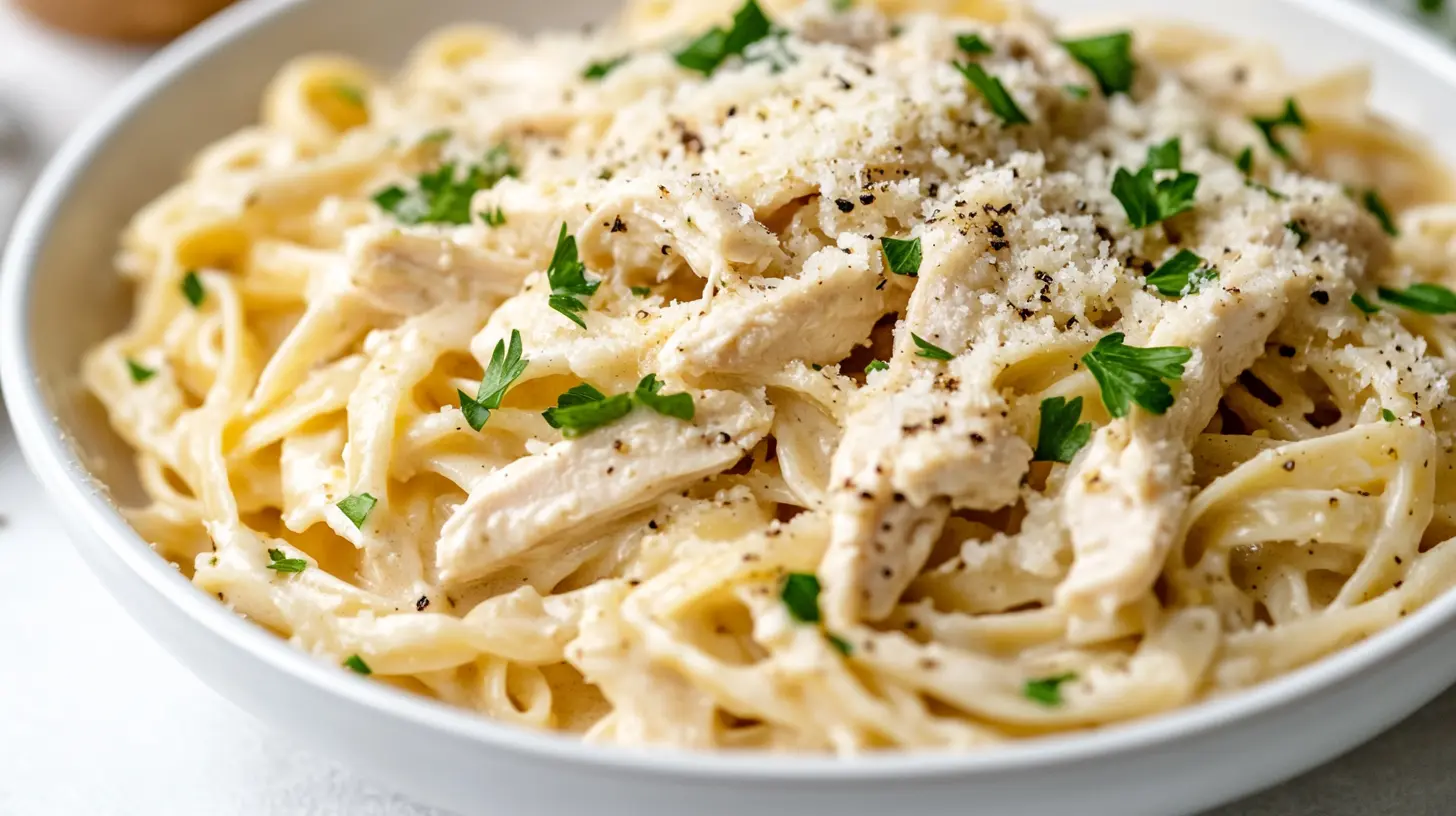 Crockpot Garlic Parmesan Chicken Pasta