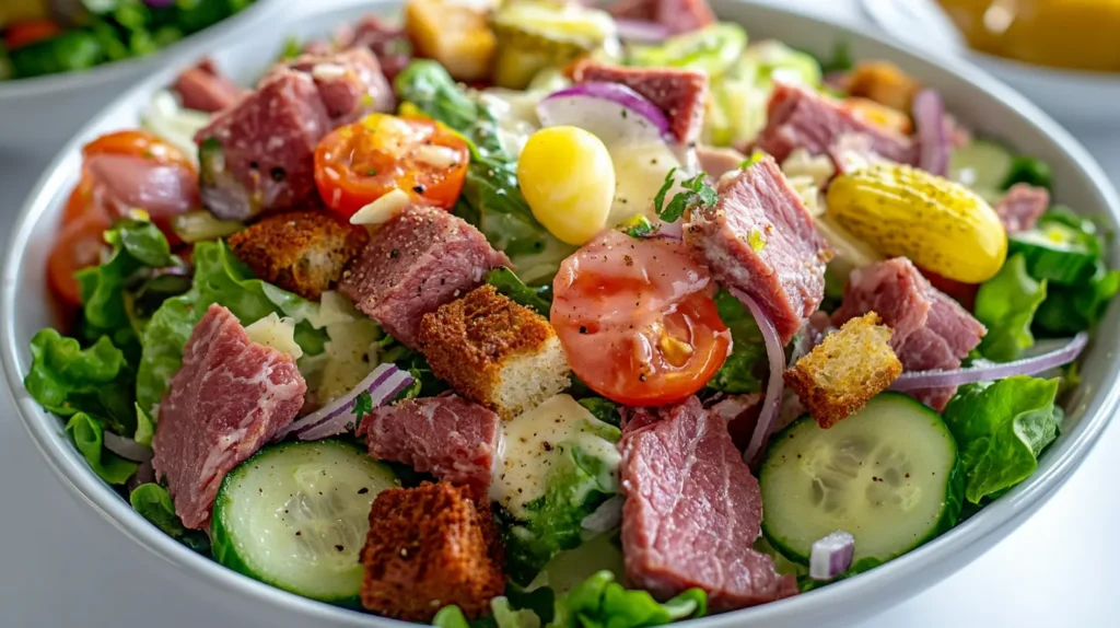 Salad with Corned Beef Lunch Meat