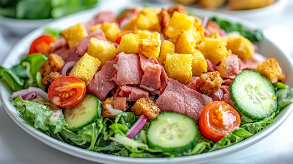 Salad with Corned Beef Lunch Meat